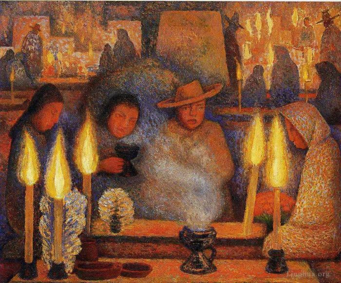 Diego Rivera Ölgemälde - Der Tag der Toten 1944