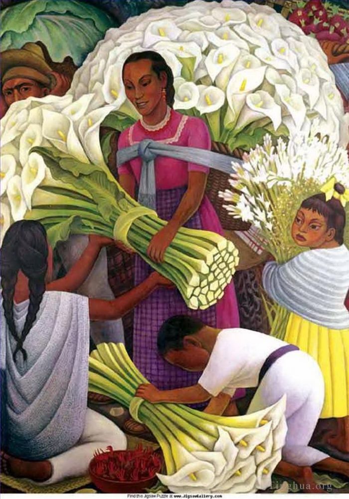 Diego Rivera Ölgemälde - Der Blumenverkäufer 2