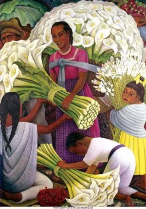 zeitgenössische kunst von Diego Rivera - Der Blumenverkäufer 2
