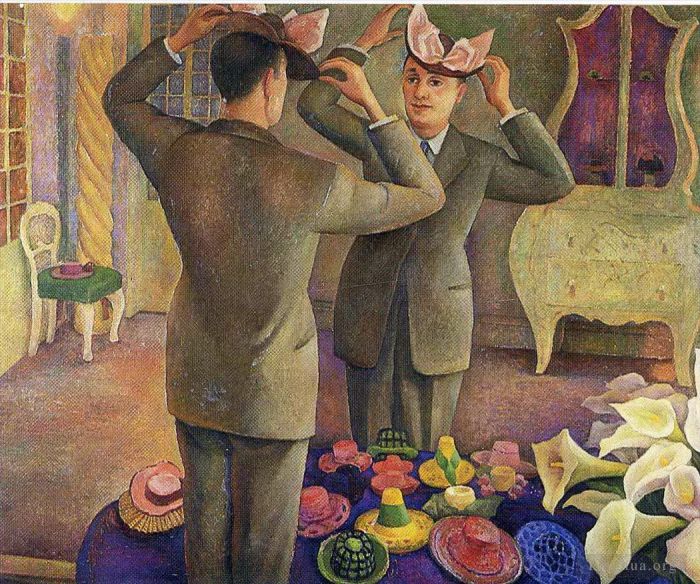 Diego Rivera Ölgemälde - Das Modistin-Porträt von Henri de Chatillon 1944
