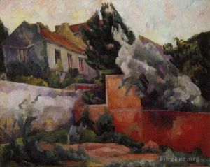 Zeitgenössische Ölmalerei - Der Stadtrand von Paris 1918