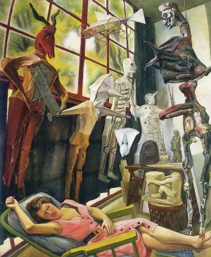 Zeitgenössische Ölmalerei - Das Atelier des Malers 1954