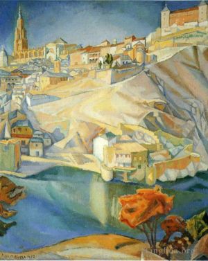 Zeitgenössische Ölmalerei - Ansicht von Toledo 1912