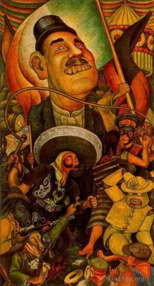 Zeitgenössische Andere Malerei - Carnival of mexican life dictatorship 1936
