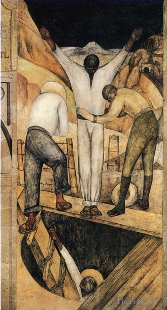 Diego Rivera Andere Malerei - Ausstieg aus dem Bergwerk 1923