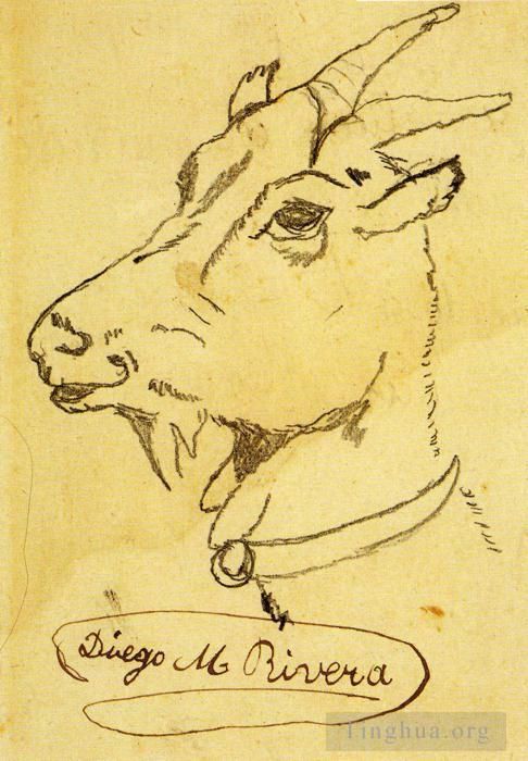 Diego Rivera Andere Malerei - Kopf einer Ziege