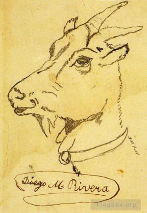 zeitgenössische kunst von Diego Rivera - Kopf einer Ziege