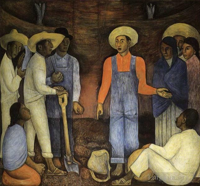 Diego Rivera Andere Malerei - Die Organisation der Agrarbewegung 1926