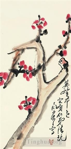 Zeitgenössische chinesische Kunst - Kamelie und Vogel