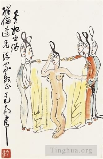 Ding Yanyong Chinesische Kunst - Dame im Bad 1977