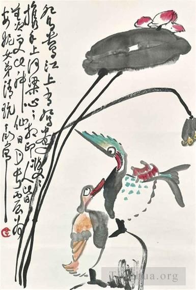 Ding Yanyong Chinesische Kunst - Lotus und Enten 1976