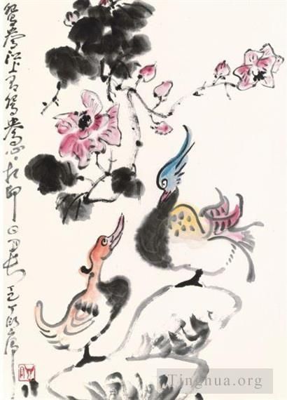 Ding Yanyong Chinesische Kunst - Mandarinenenten 1977