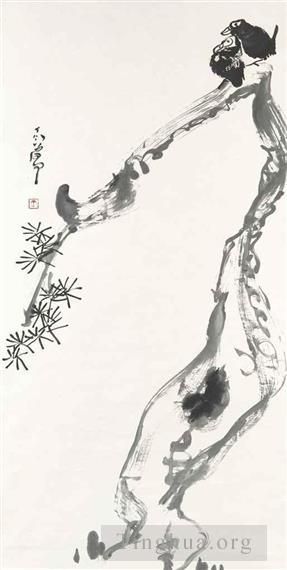 Ding Yanyong Chinesische Kunst - Mynahs auf Kiefer