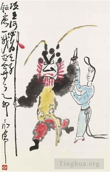 Ding Yanyong Chinesische Kunst - Opernfiguren „Lebewohl, meine Konkubine“ 1975