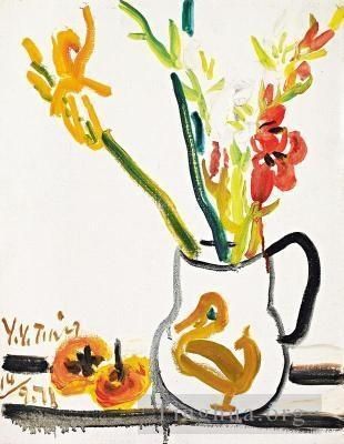 Ding Yanyong Chinesische Kunst - Kakis und Blumen 1971