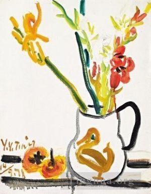 Zeitgenössische chinesische Kunst - Kakis und Blumen 1971