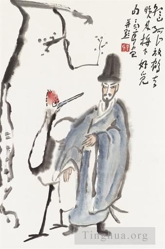 Ding Yanyong Chinesische Kunst - Gelehrter und Kranich
