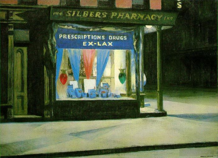Edward Hopper Ölgemälde - Drogerie 1927