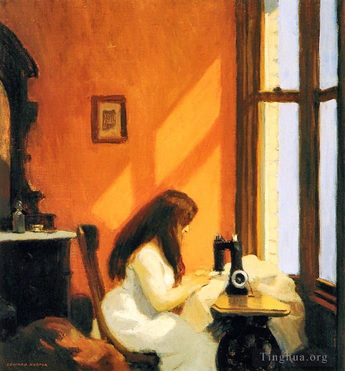 Edward Hopper Ölgemälde - Mädchen an einer Nähmaschine