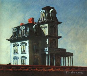 zeitgenössische kunst von Edward Hopper - Haus an der Eisenbahn