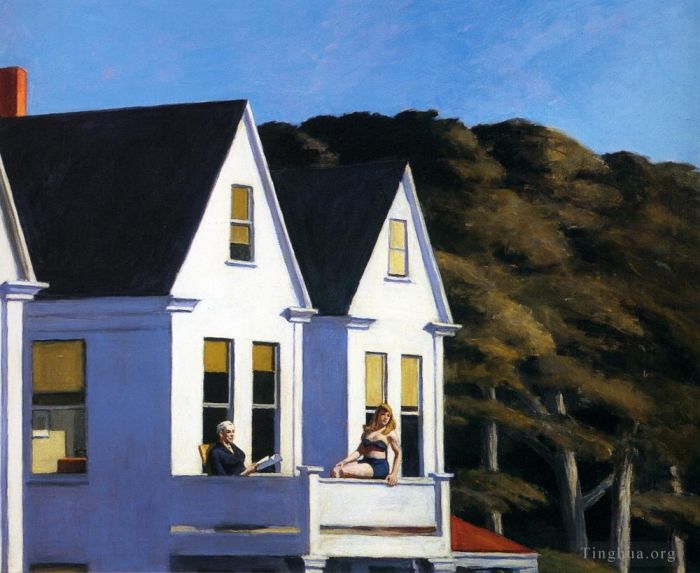 Edward Hopper Ölgemälde - Sonnenlicht im zweiten Stock