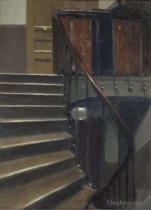 Zeitgenössische Ölmalerei - Treppe in der 4rue de Lille Paris