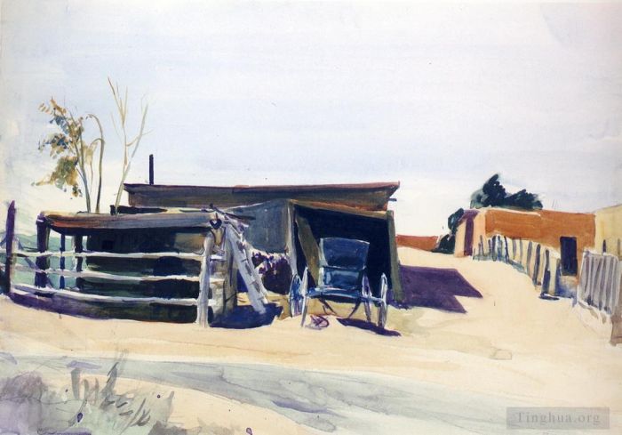 Edward Hopper Andere Malerei - Adobes und Schuppen New Mexico