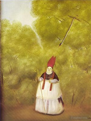 zeitgenössische kunst von Fernando Botero Angulo - Erzbischof im Wald verloren