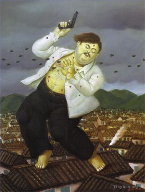 Zeitgenössische Ölmalerei - Tod von Pablo Escobar