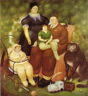 Zeitgenössische Ölmalerei - Familienszene