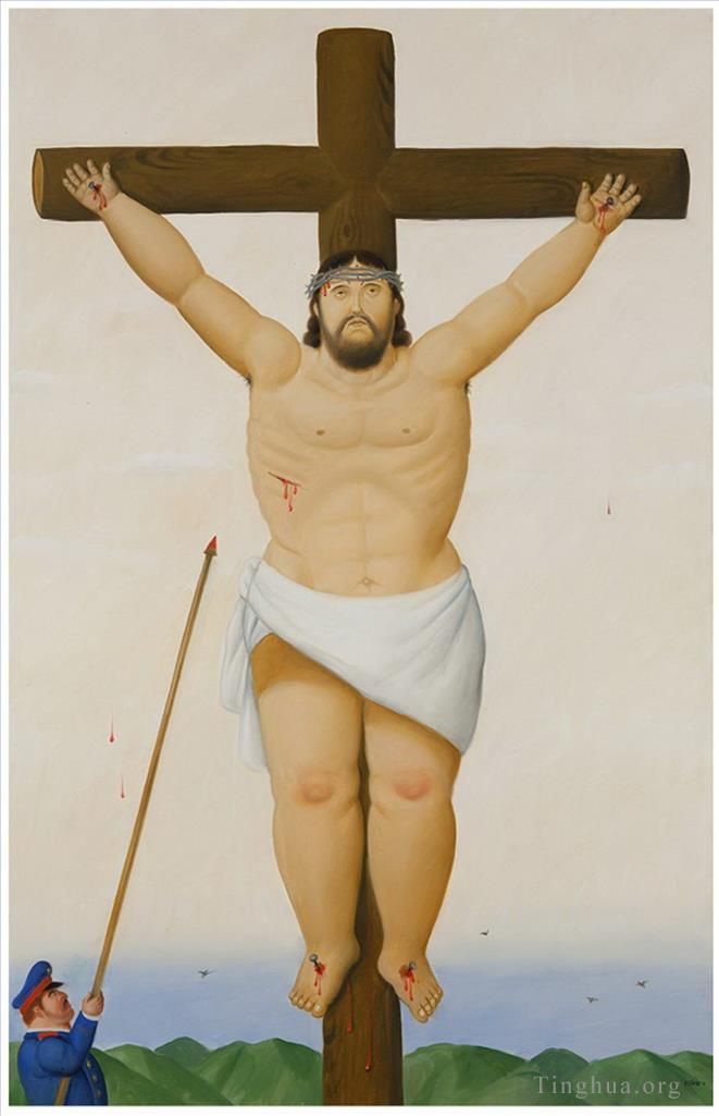 Fernando Botero Angulo Ölgemälde - Jesus am Kreuz