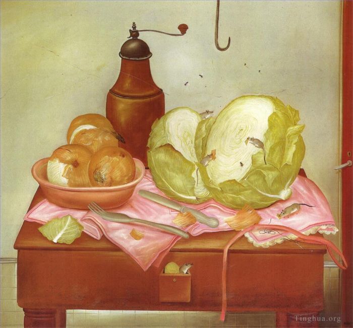 Fernando Botero Angulo Ölgemälde - Küchentisch