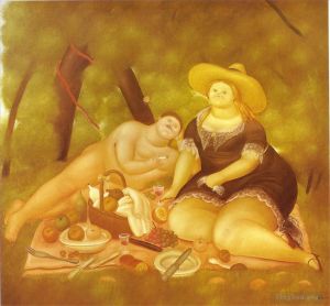 zeitgenössische kunst von Fernando Botero Angulo - Mittagessen im Gras