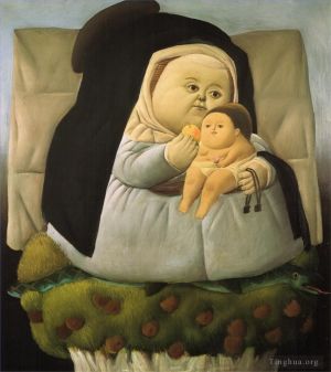 zeitgenössische kunst von Fernando Botero Angulo - Madonna mit Kind
