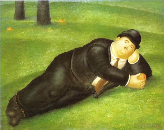 Fernando Botero Angulo Ölgemälde - Liegender Mann