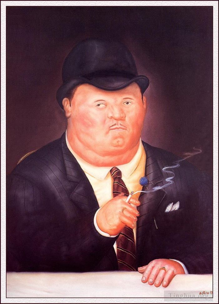 Fernando Botero Angulo Ölgemälde - Mann raucht