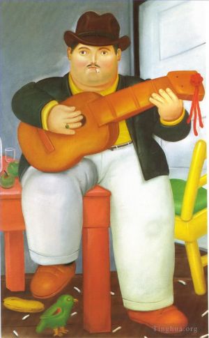 zeitgenössische kunst von Fernando Botero Angulo - Mann mit Gitarre