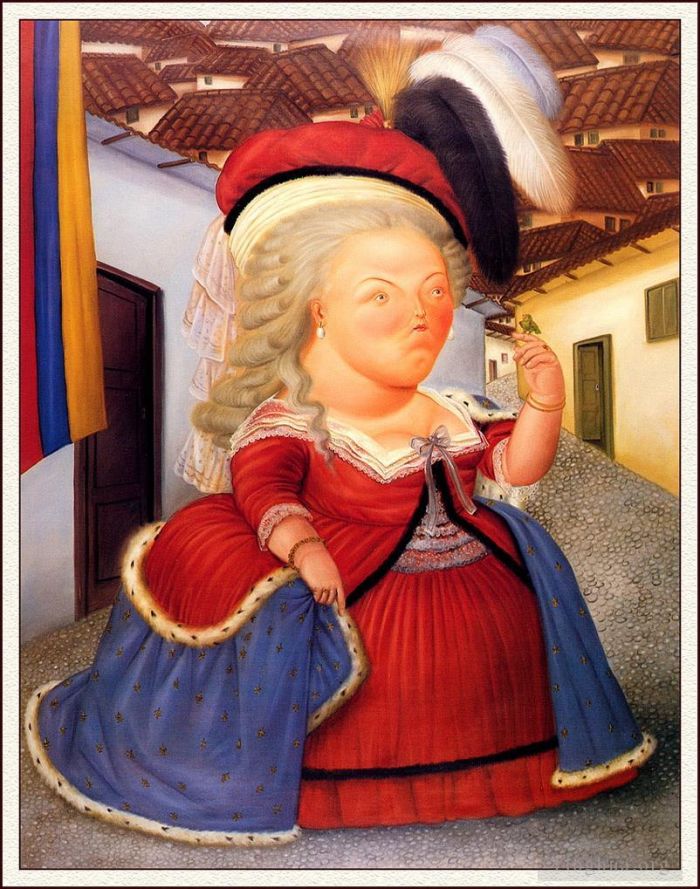 Fernando Botero Angulo Ölgemälde - Marie Antoinette bei einem Besuch in Medellin
