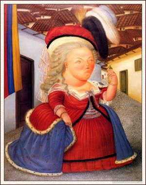 Zeitgenössische Ölmalerei - Marie Antoinette bei einem Besuch in Medellin