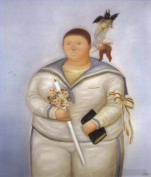 zeitgenössische kunst von Fernando Botero Angulo - Selbstporträt am Tag der Erstkommunion