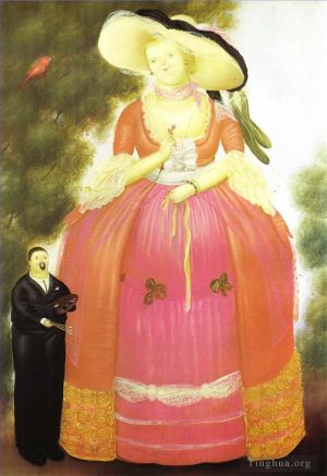 zeitgenössische kunst von Fernando Botero Angulo - Selbstporträt mit Madame Pompadour