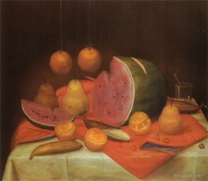 Zeitgenössische Ölmalerei - Stillleben mit Wassermelone 2