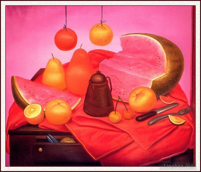 Fernando Botero Angulo Ölgemälde - Stillleben mit Wassermelone