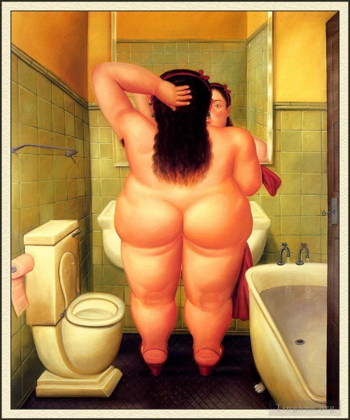 Fernando Botero Angulo Ölgemälde - Das Bad