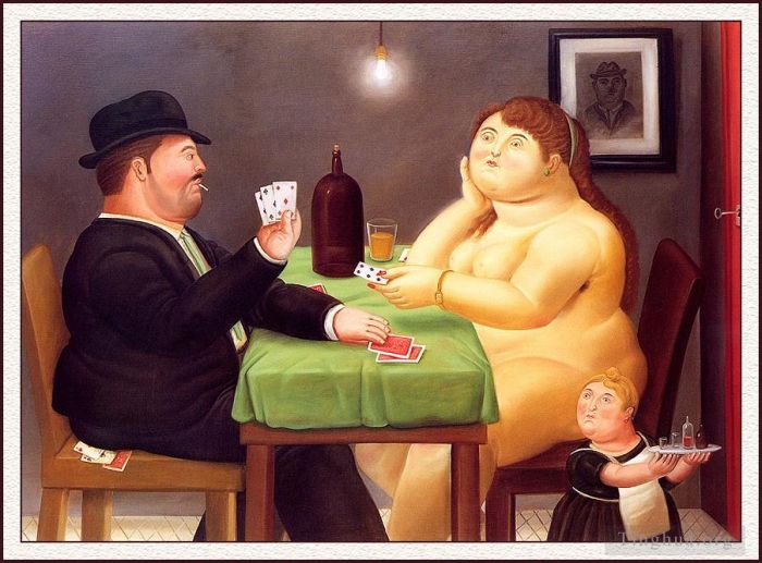 Fernando Botero Angulo Ölgemälde - Der Kartenspieler