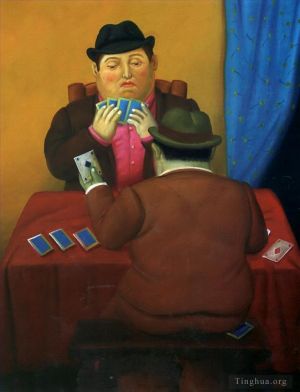 Zeitgenössische Ölmalerei - Die Kartenspieler