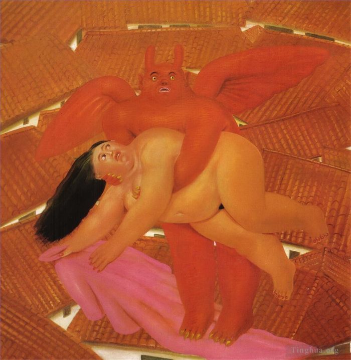 Fernando Botero Angulo Ölgemälde - Frau vom Dämon entführt