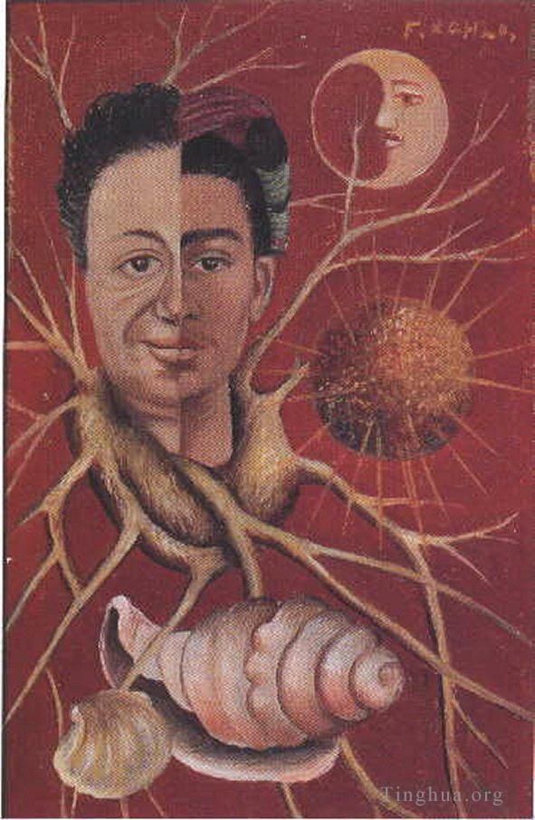 Frida Kahlo Ölgemälde - Diego und Frida