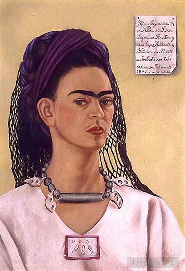 Frida Kahlo Ölgemälde - Selbstporträt, Sigmund Firestone gewidmet