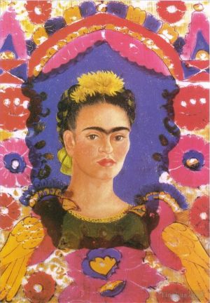 zeitgenössische kunst von Frida Kahlo - Selbstporträt Der Rahmen